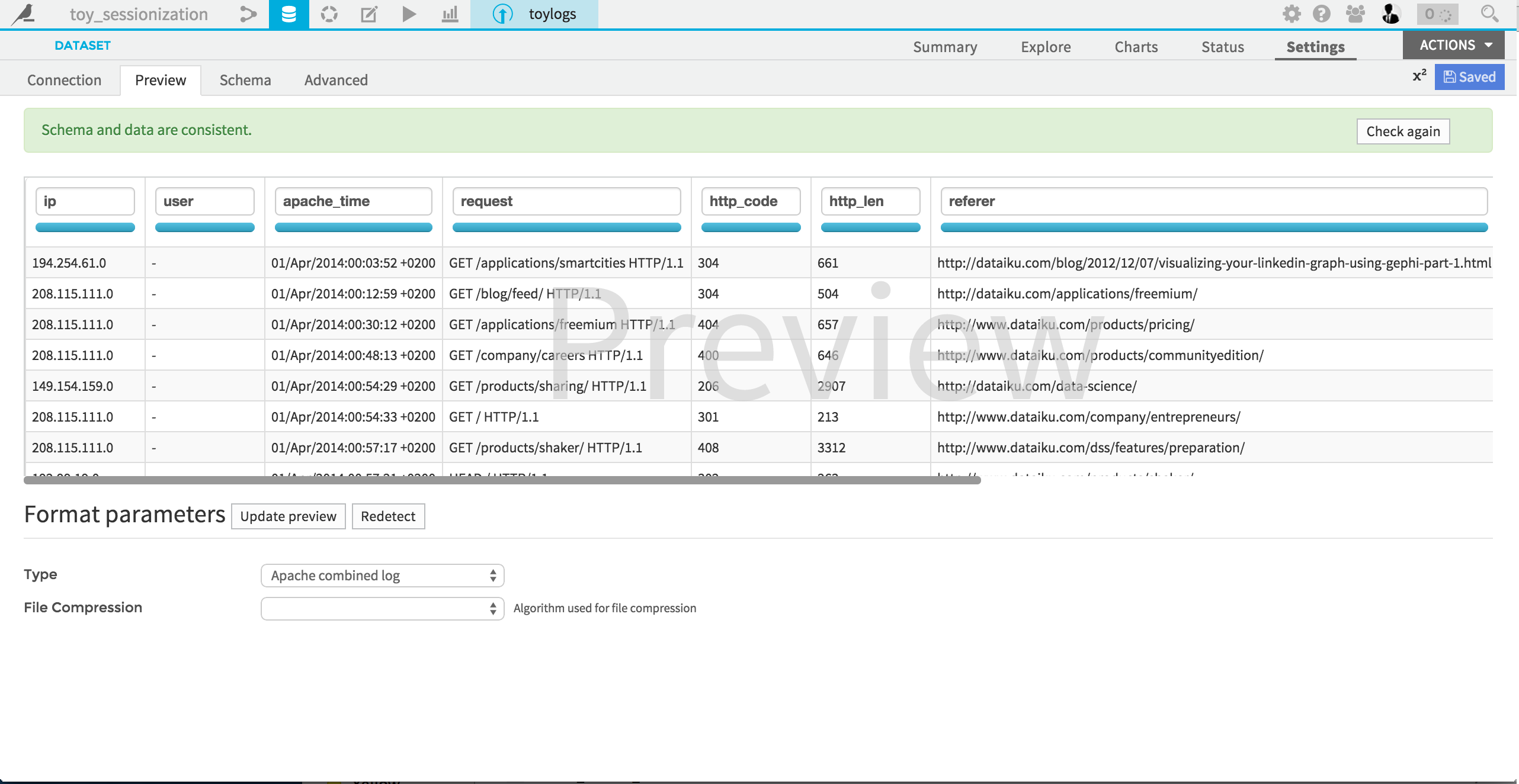 How to enrich web log data in Dataiku Dataiku