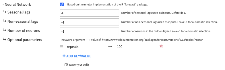 Expert model parameters