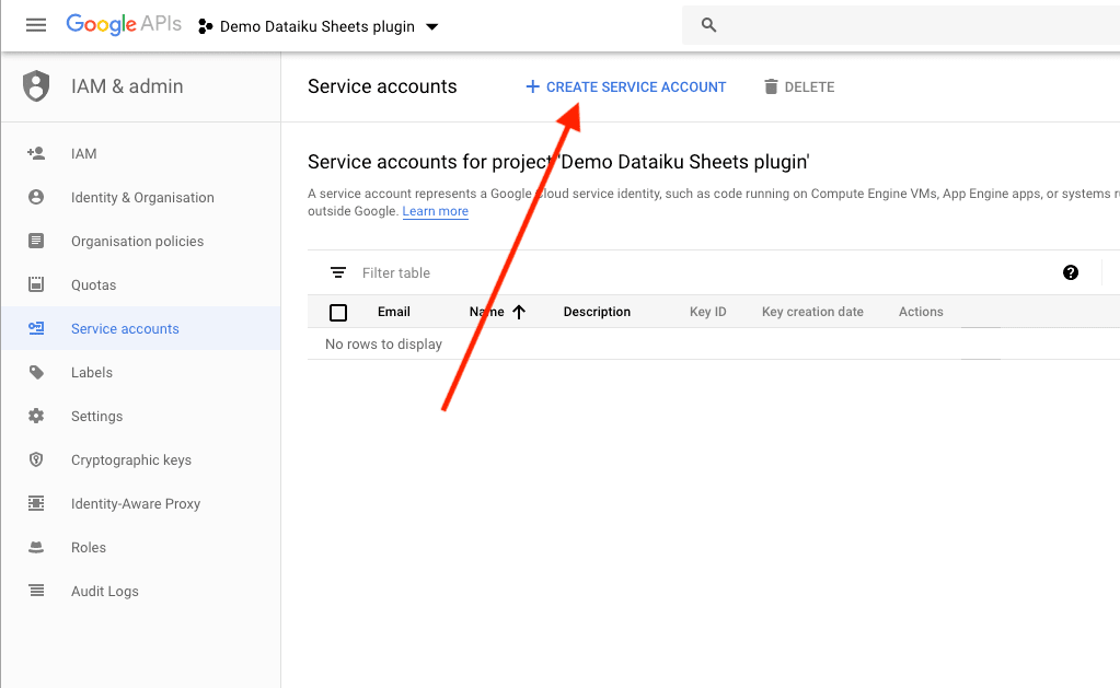 Create Service Accounts using Google APIs
