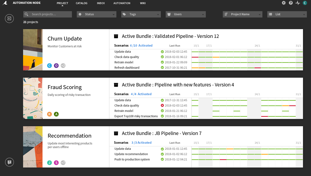 New Homepage for Automation Monitoring and Scheduling