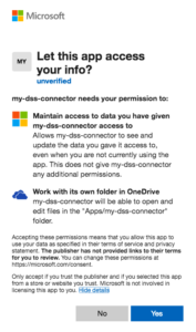 Microsoft Azure Portal screenshot showing the authorization request