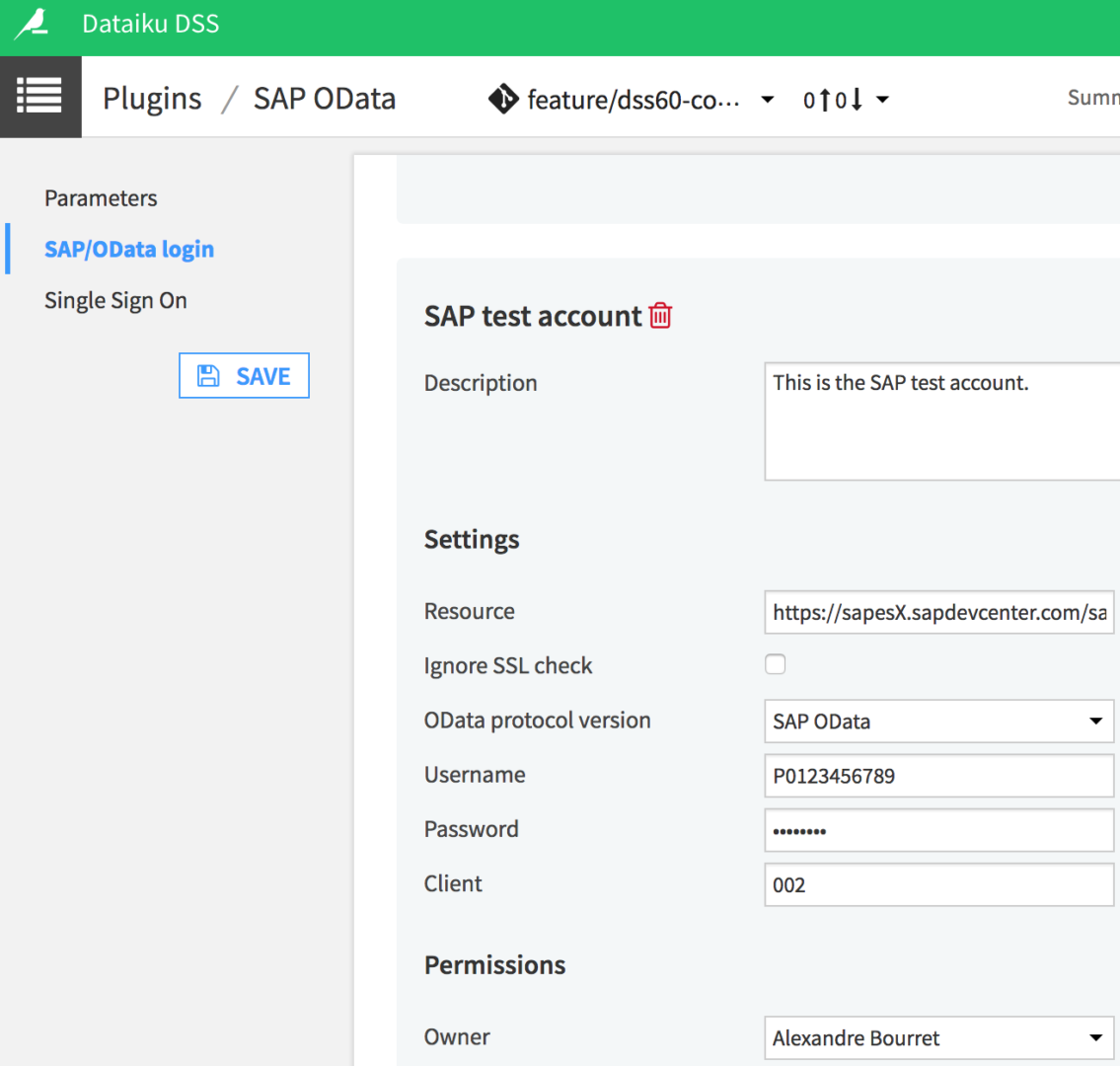 Plugin sap odata dataiku
