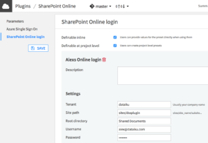 Dataiku DSS screenshot showing the plugin preset form