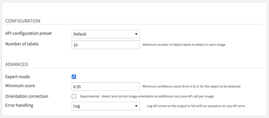 Object Detection & Labeling Recipe Settings