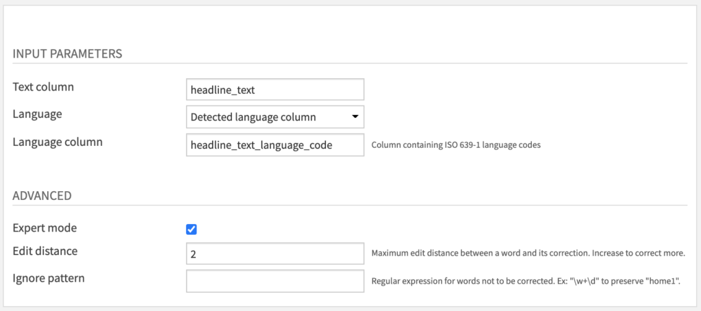 Spell Checking Recipe Settings