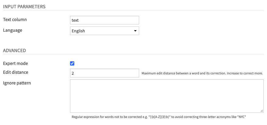 Spell Checking Recipe Settings