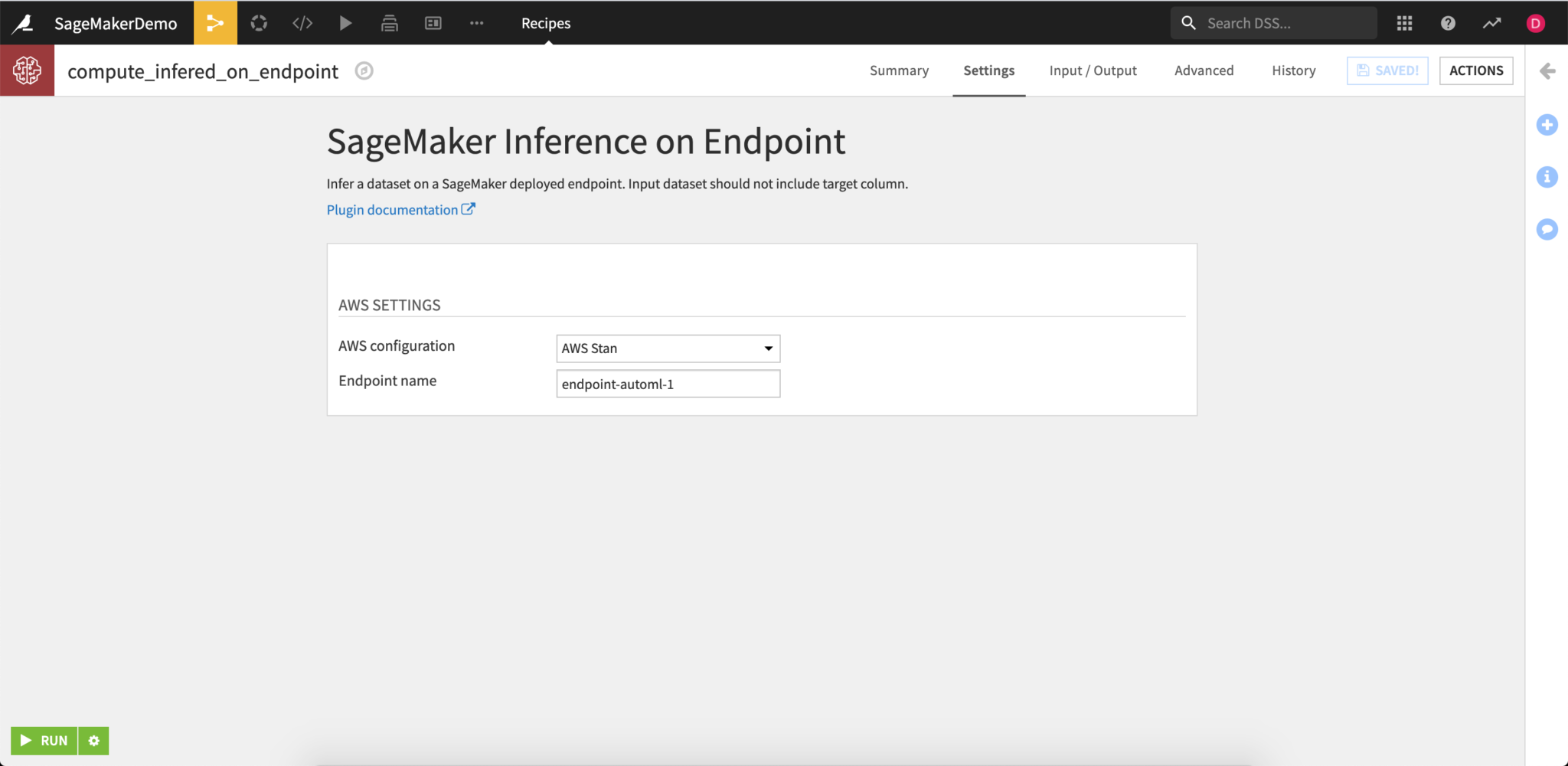 Plugin Amazon SageMaker Dataiku