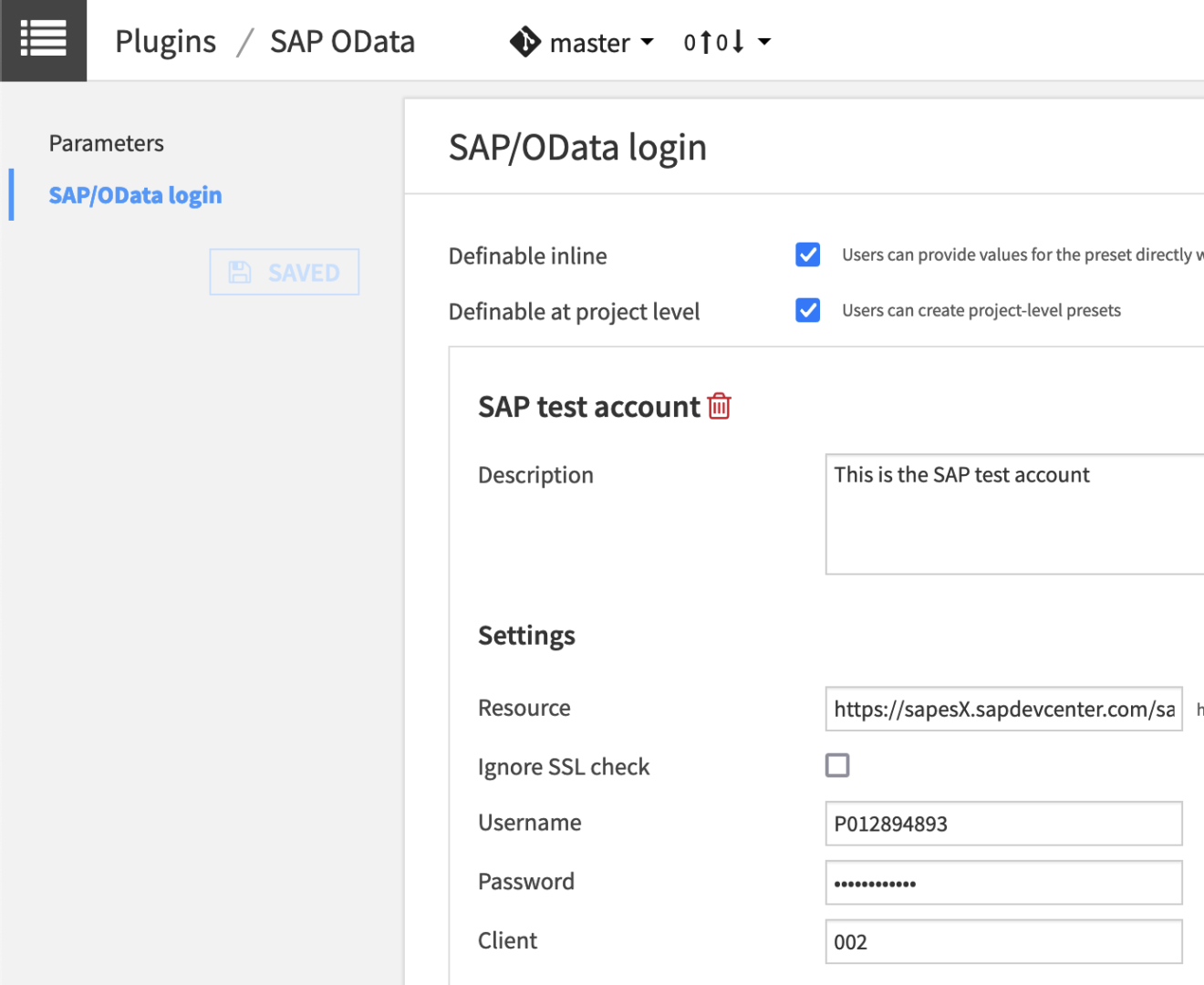 Plugin sap odata dataiku