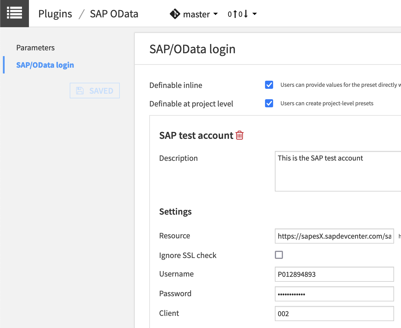 Plugin sap odata dataiku