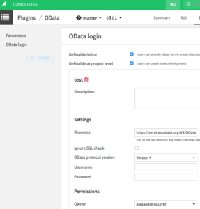 Setup odata settings on Dataiku DSS