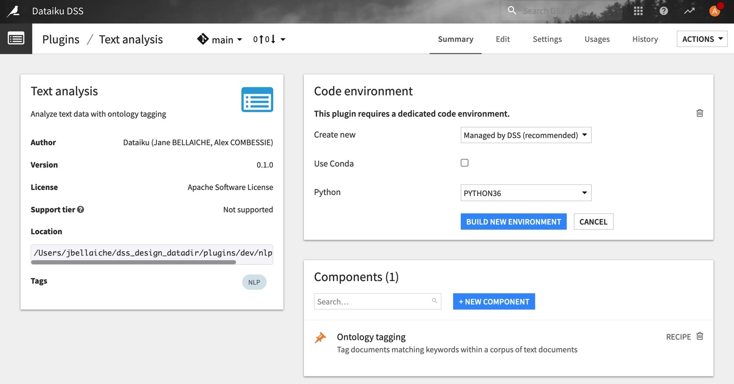 Code environment creation