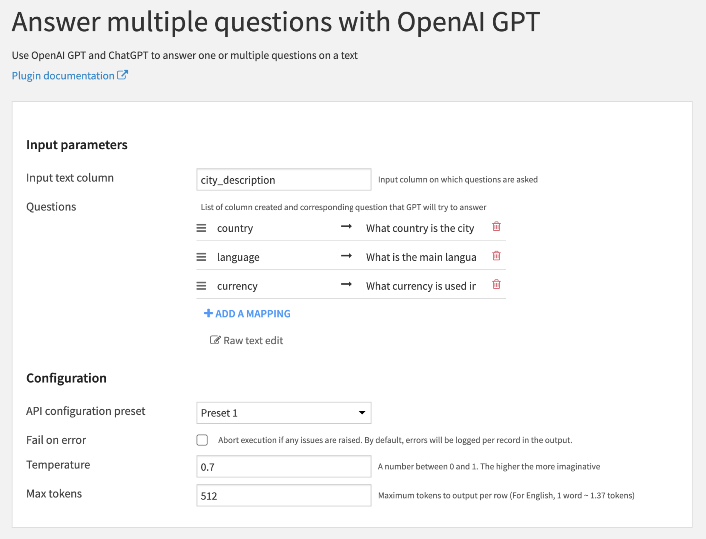 Plugin: OpenAI GPT (deprecated) | Dataiku