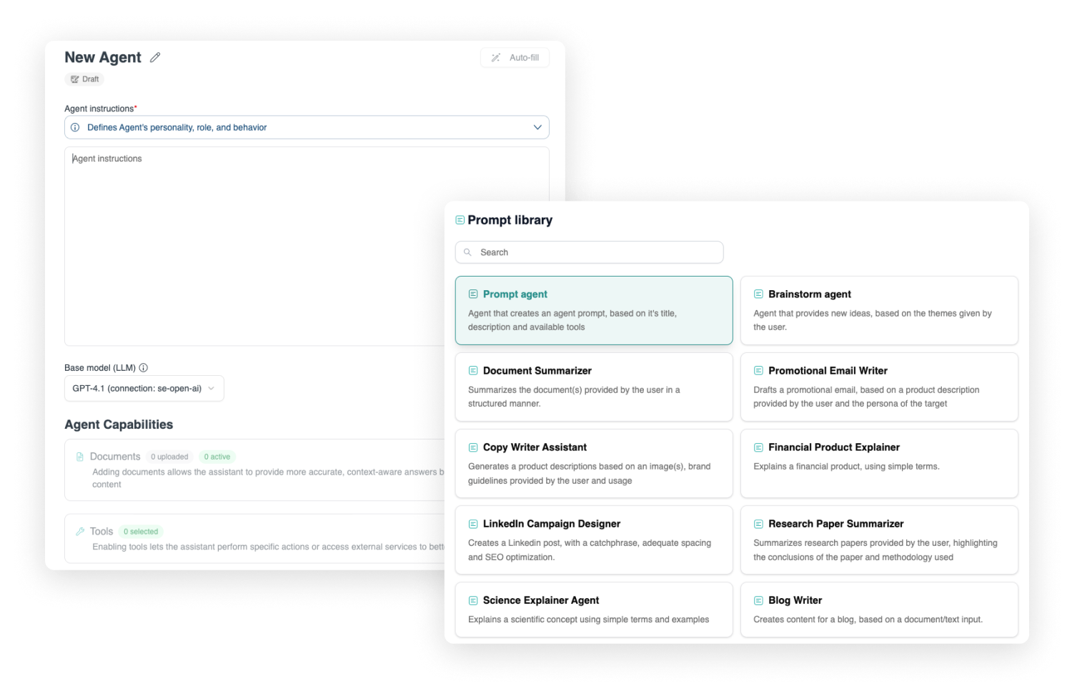 agent hub interface